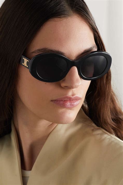 celine triomphe oval acetate sunglasses|CELINE EYEWEAR Triomphe oval.